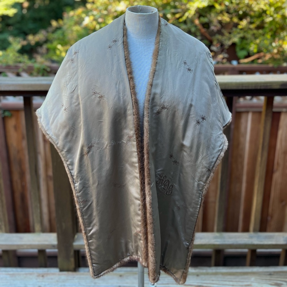 Vintage Mink Brown Fur Stole Open Front Shawl Collar One Size - Picture 4 of 8